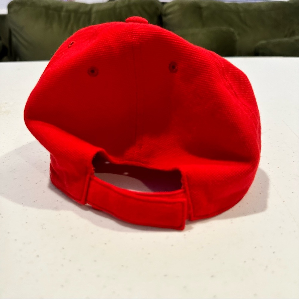 Lacoste Mens Adjustable Hat red logo cotton DAD CAP summer sun flaw* small hole - Picture 2 of 4